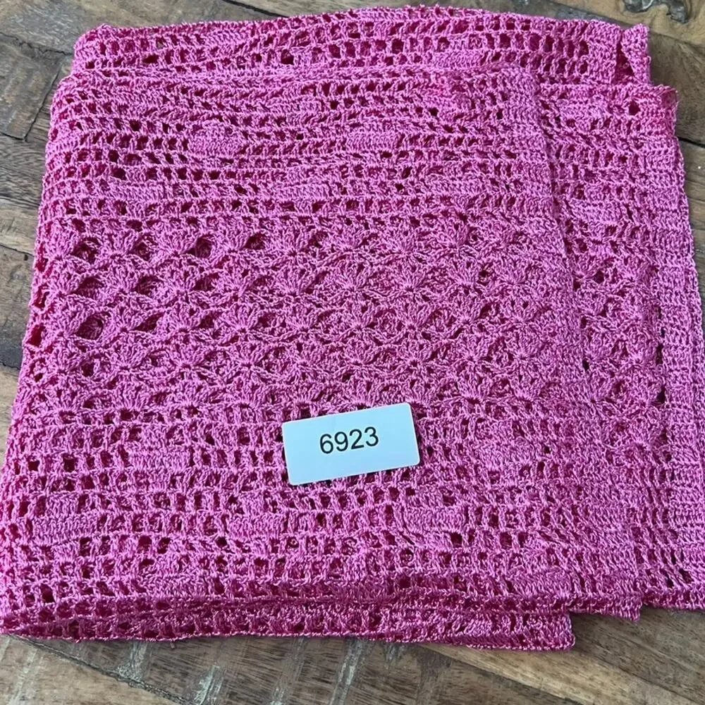 Crochet Table Runner Pink Rectangle Kitchen Dining Decoration 18x78
